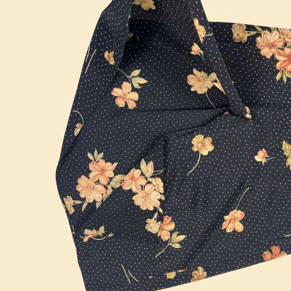 1970s floral polka dot skirt, size 8 vintage 70s/80s black & beige maxi skirt - Picture 6 of 7